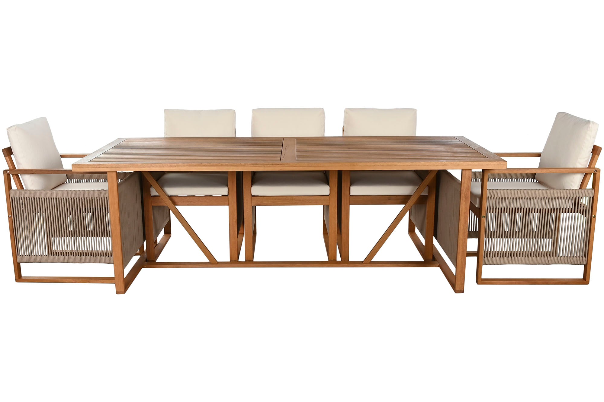 MESA COMEDOR SET 9 EUCALIPTO 230X100X75 8 COMENSAL - Imagen 2