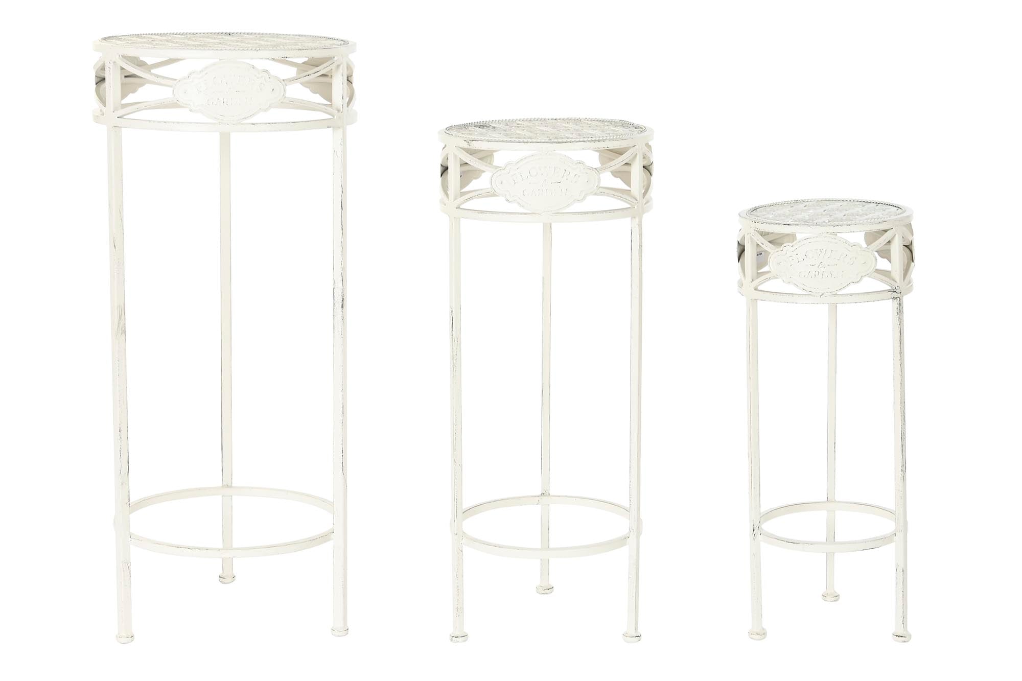 MESITA AUXILIAR SET 3 METAL 30,5X30,5X70 BLANCO - Imagen 1