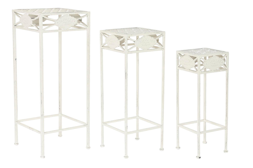 MESITA AUXILIAR SET 3 METAL 30X30X70 BLANCO - Imagen 1