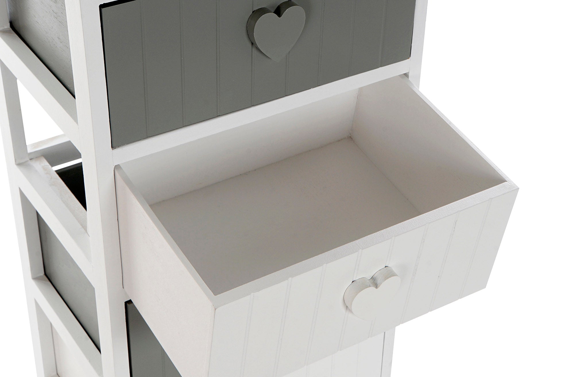 CAJONERA PAULOWNIA 40X29X90 CORAZONES BLANCO - Imagen 3