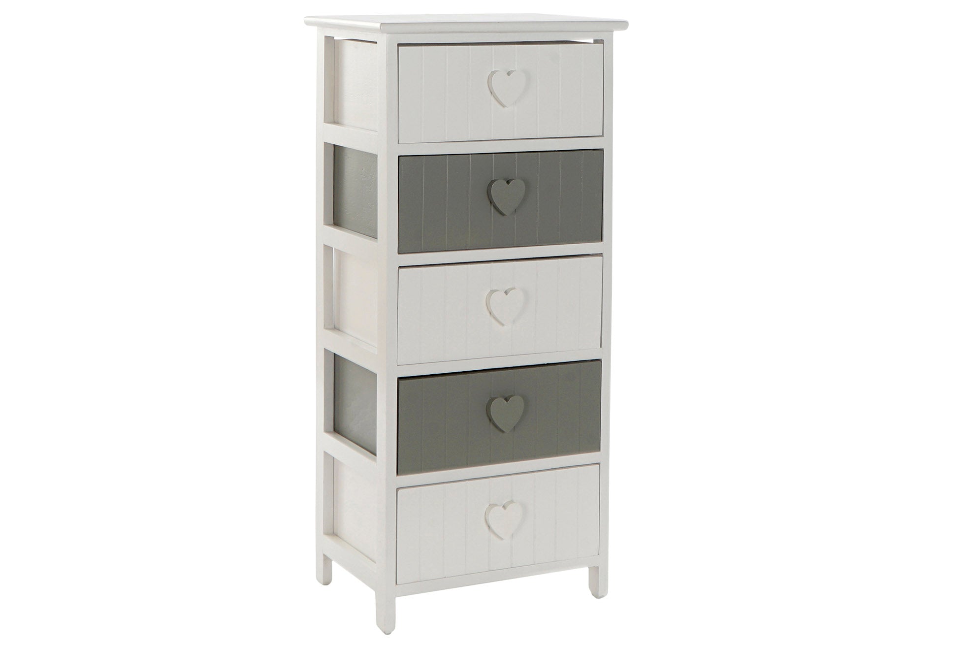 CAJONERA PAULOWNIA 40X29X90 CORAZONES BLANCO - Imagen 1