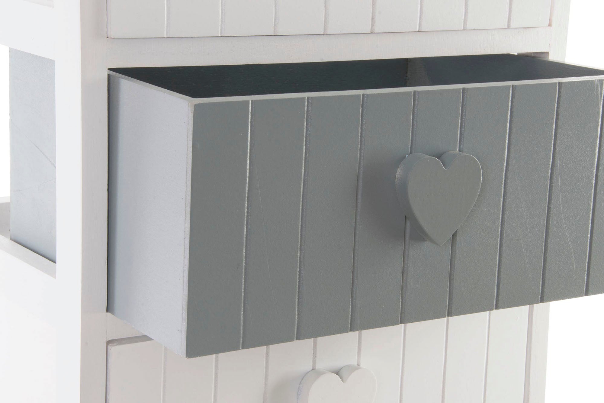 CAJONERA PAULOWNIA 40X29X73 CORAZONES BLANCO - Imagen 2