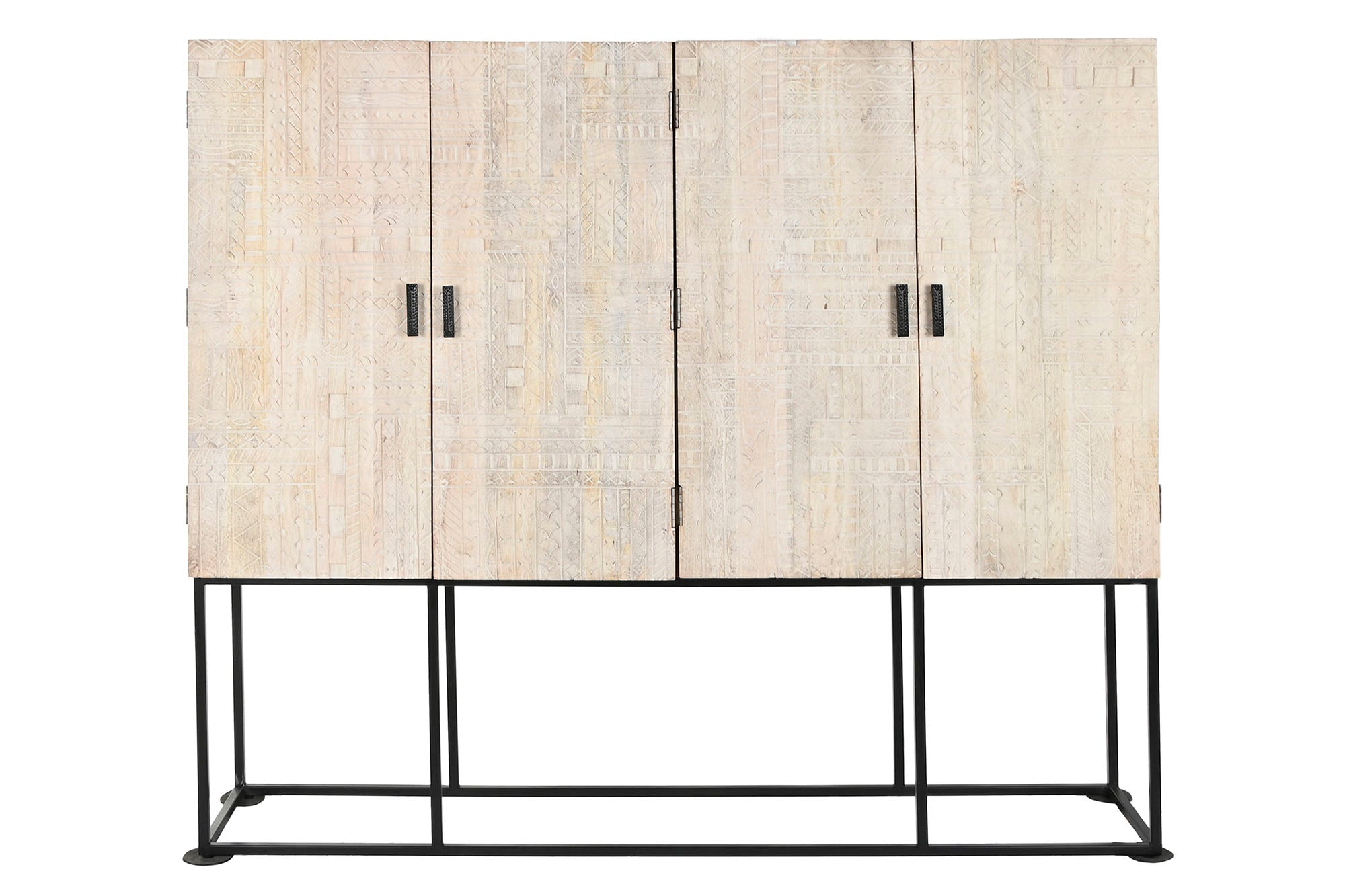 ARMARIO MANGO METAL 180X40X160 TALLADO BLANCO - Imagen 1