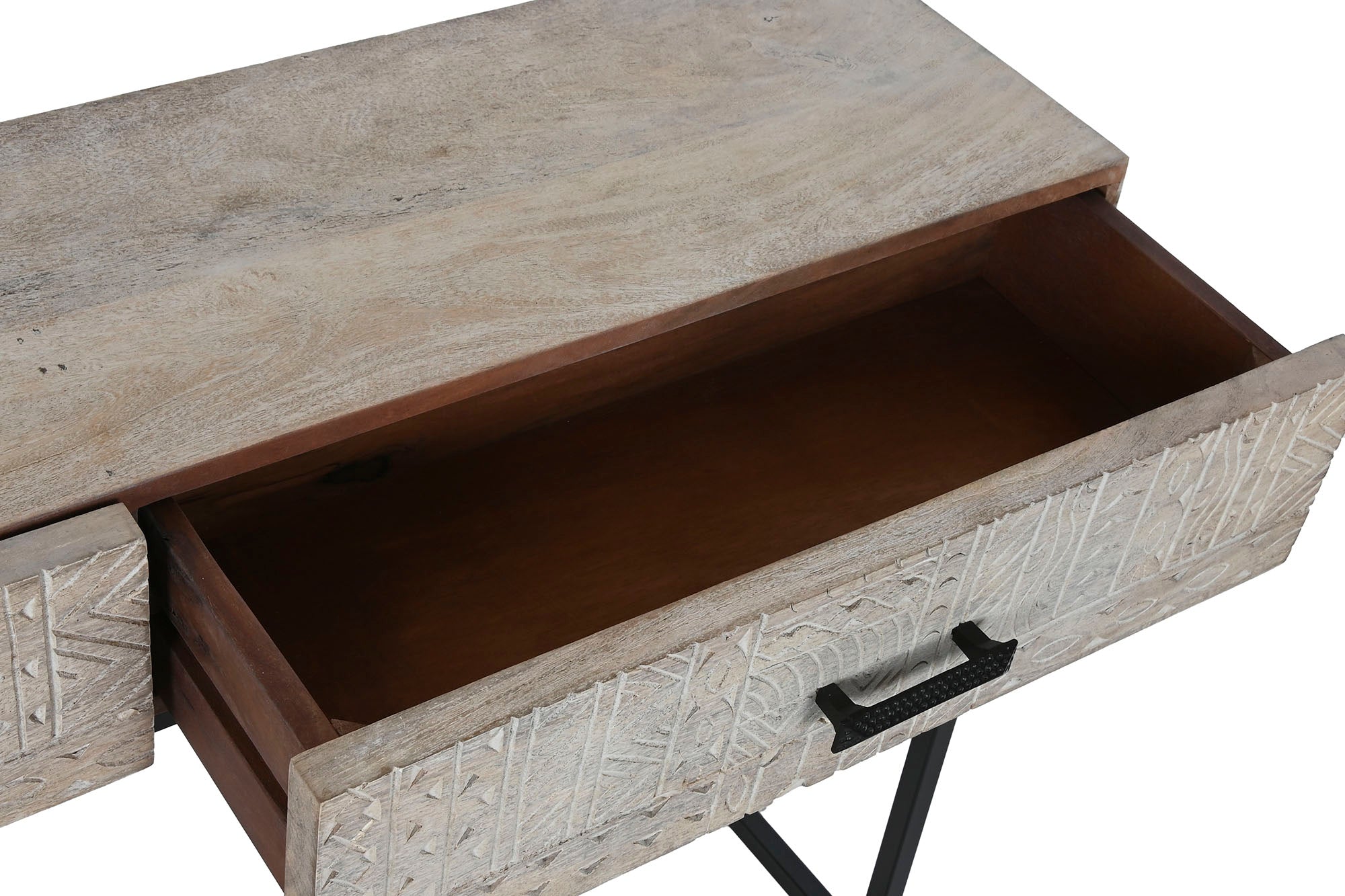 CONSOLA MANGO METAL 120X30X76 TALLADO BLANCO - Imagen 4