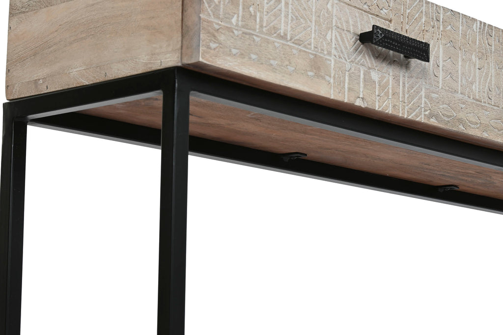 CONSOLA MANGO METAL 120X30X76 TALLADO BLANCO - Imagen 5