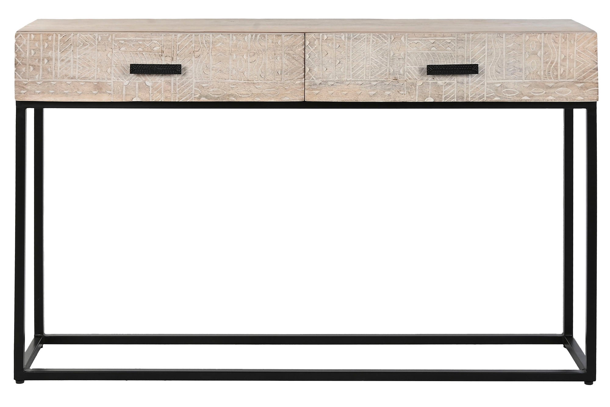 CONSOLA MANGO METAL 120X30X76 TALLADO BLANCO - Imagen 1