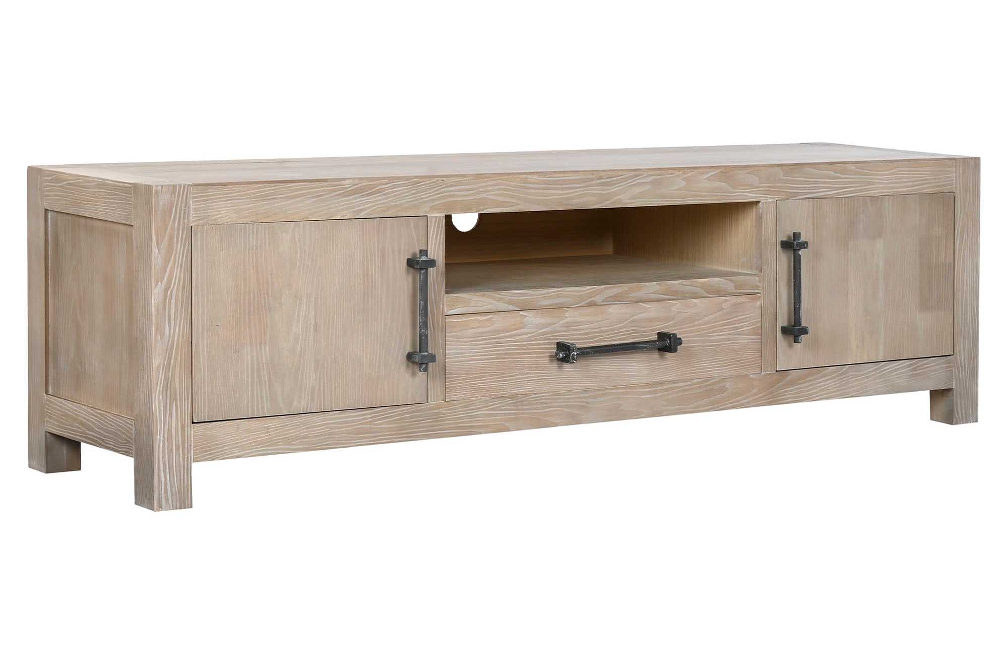 MUEBLE TV MADERA DE HEVEA METAL 160X40X46,5 28,00 - Imagen 3