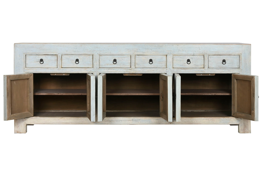 APARADOR OLMO MACIZO 220X45X85 6 PUE 6 CAJ - Imagen 1