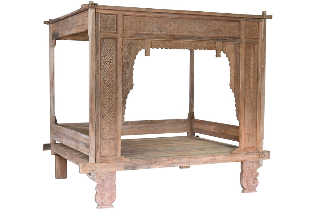 CAMA CON DOSEL TECA 225X160X206 TALLADA DECAPE - Imagen 1