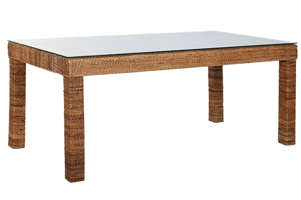 MESA COMEDOR FIBRA TECA 180X90X77 CRISTAL TEMPLADO - Imagen 3