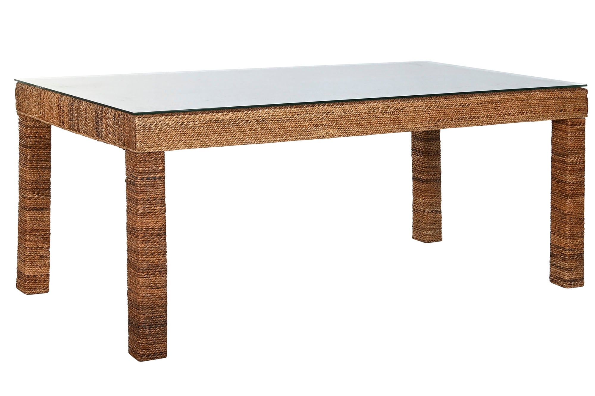 MESA COMEDOR FIBRA TECA 180X90X77 CRISTAL TEMPLADO - Imagen 3