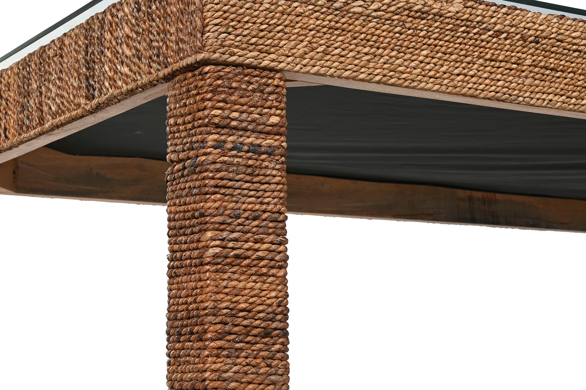 MESA COMEDOR FIBRA TECA 180X90X77 CRISTAL TEMPLADO - Imagen 2