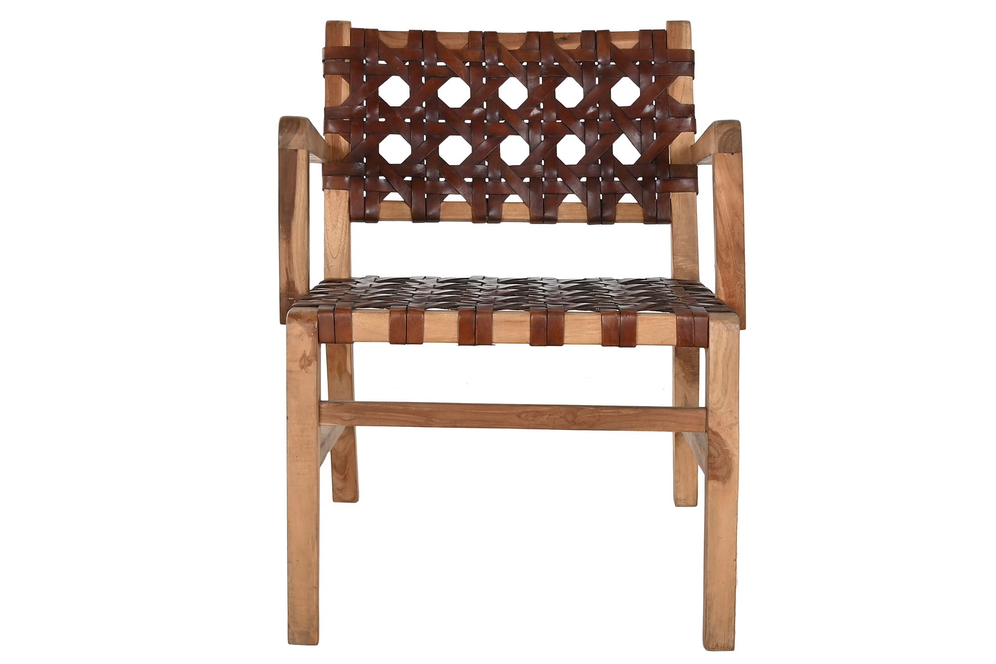 SILLON TECA PIEL 56X58X74 TRENZADO A MANO MARRON - Imagen 5