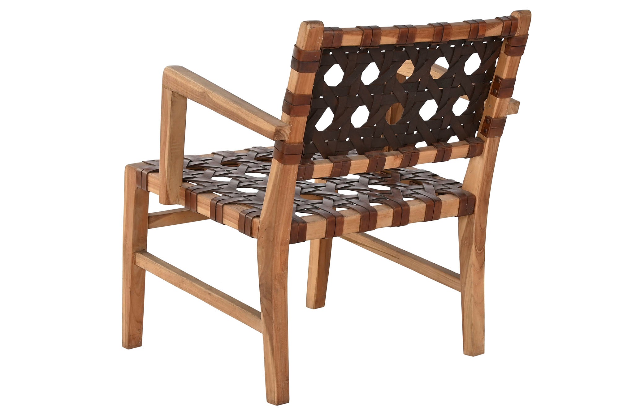 SILLON TECA PIEL 56X58X74 TRENZADO A MANO MARRON - Imagen 2