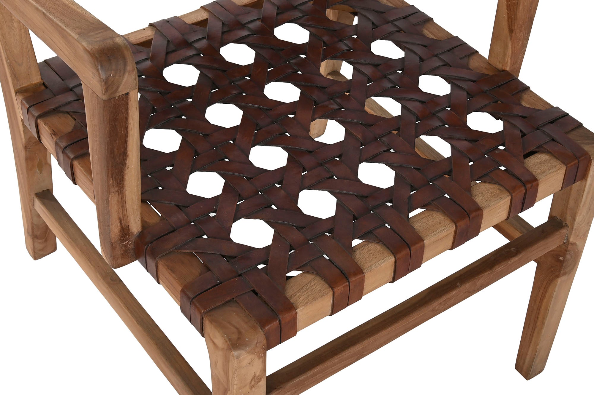 SILLON TECA PIEL 56X58X74 TRENZADO A MANO MARRON - Imagen 4