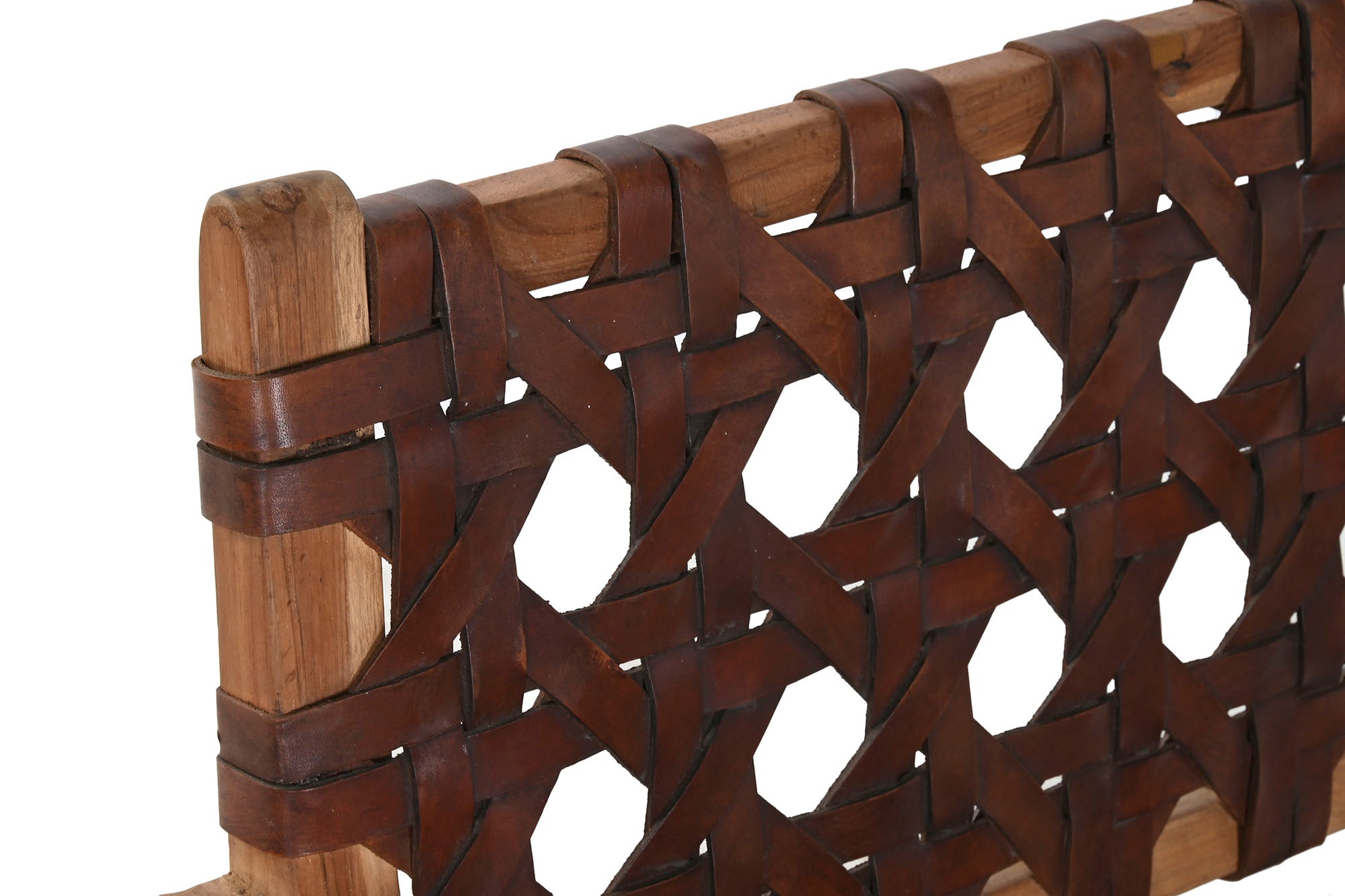 SILLON TECA PIEL 56X58X74 TRENZADO A MANO MARRON - Imagen 1