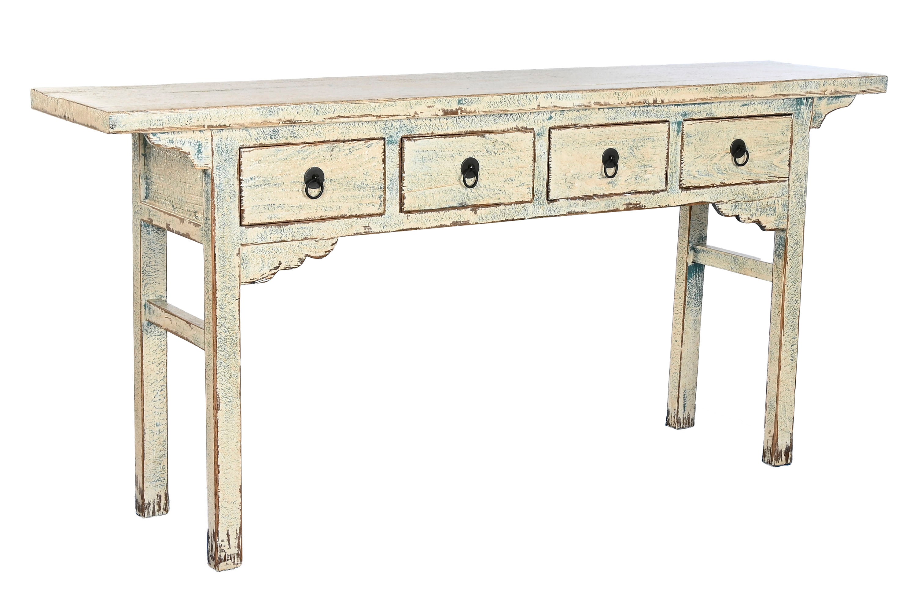 CONSOLA OLMO MACIZO 178X38X85 4 CAJ LACADO BICOLOR - Imagen 1