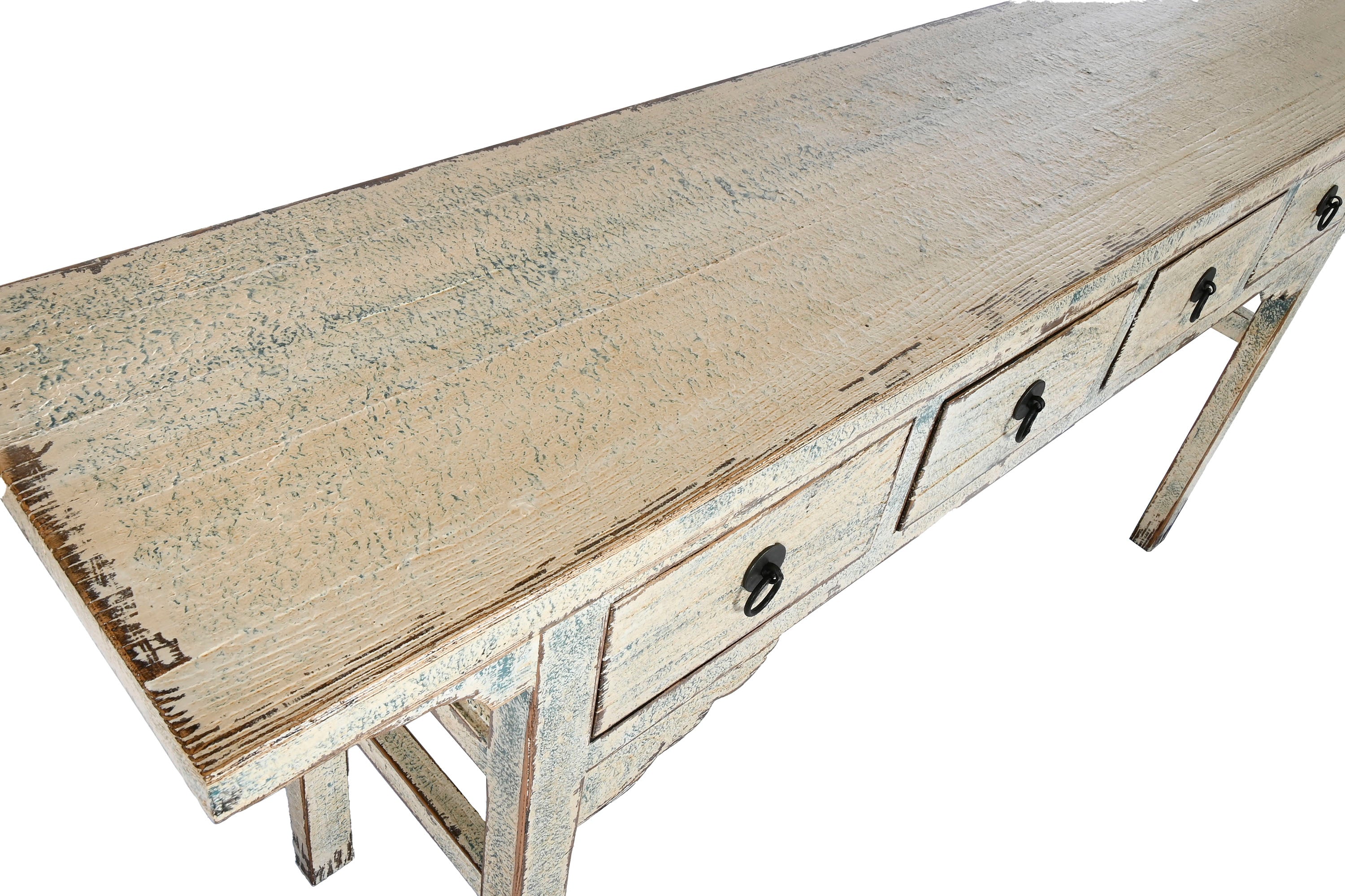 CONSOLA OLMO MACIZO 178X38X85 4 CAJ LACADO BICOLOR - Imagen 4