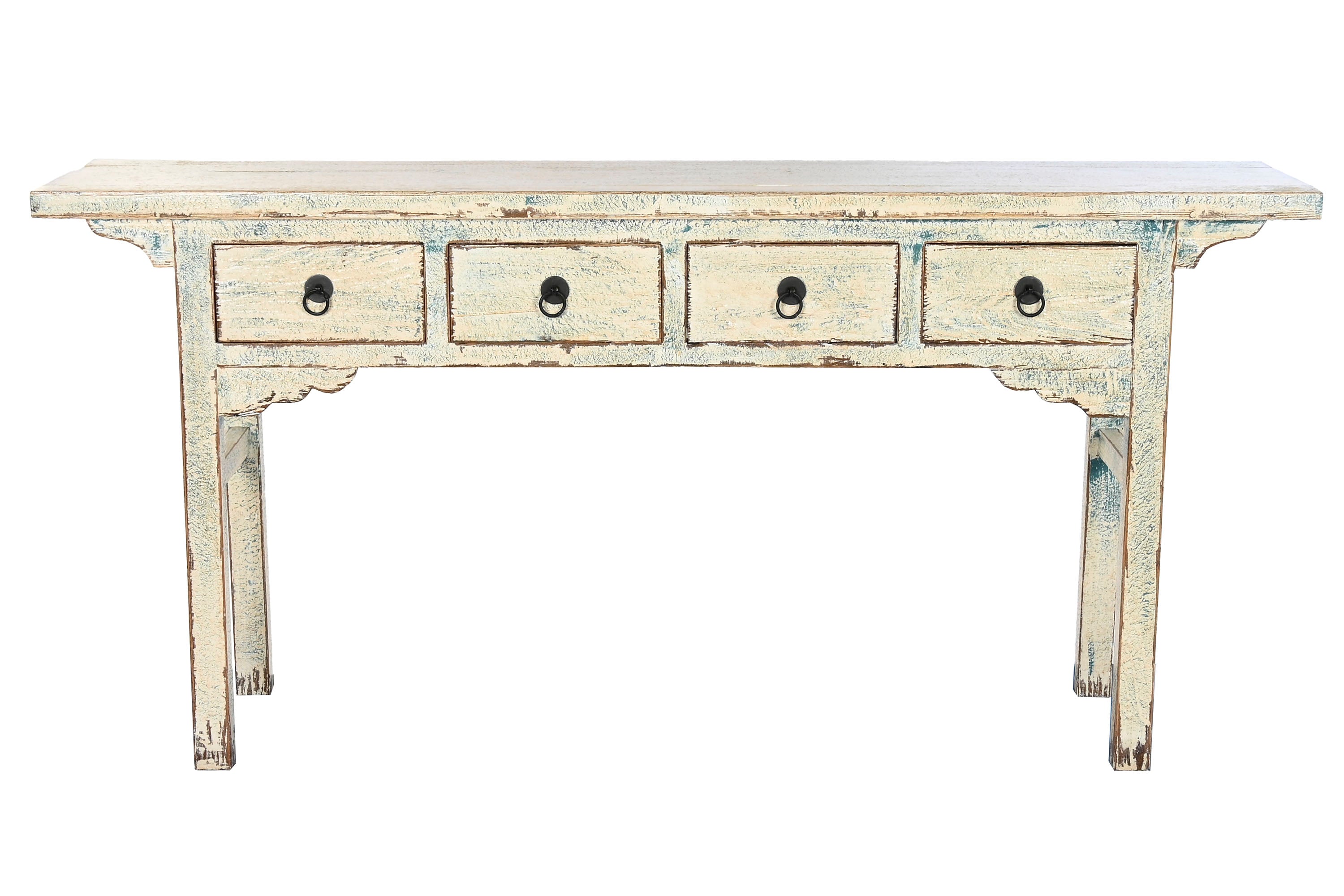 CONSOLA OLMO MACIZO 178X38X85 4 CAJ LACADO BICOLOR - Imagen 2