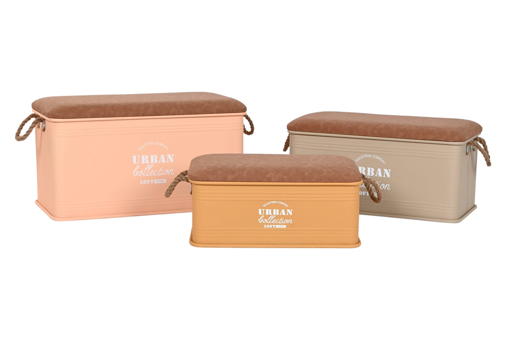 BAUL SET 3 METAL PU 69,5X36,5X38,5 FACTORY - Imagen 3