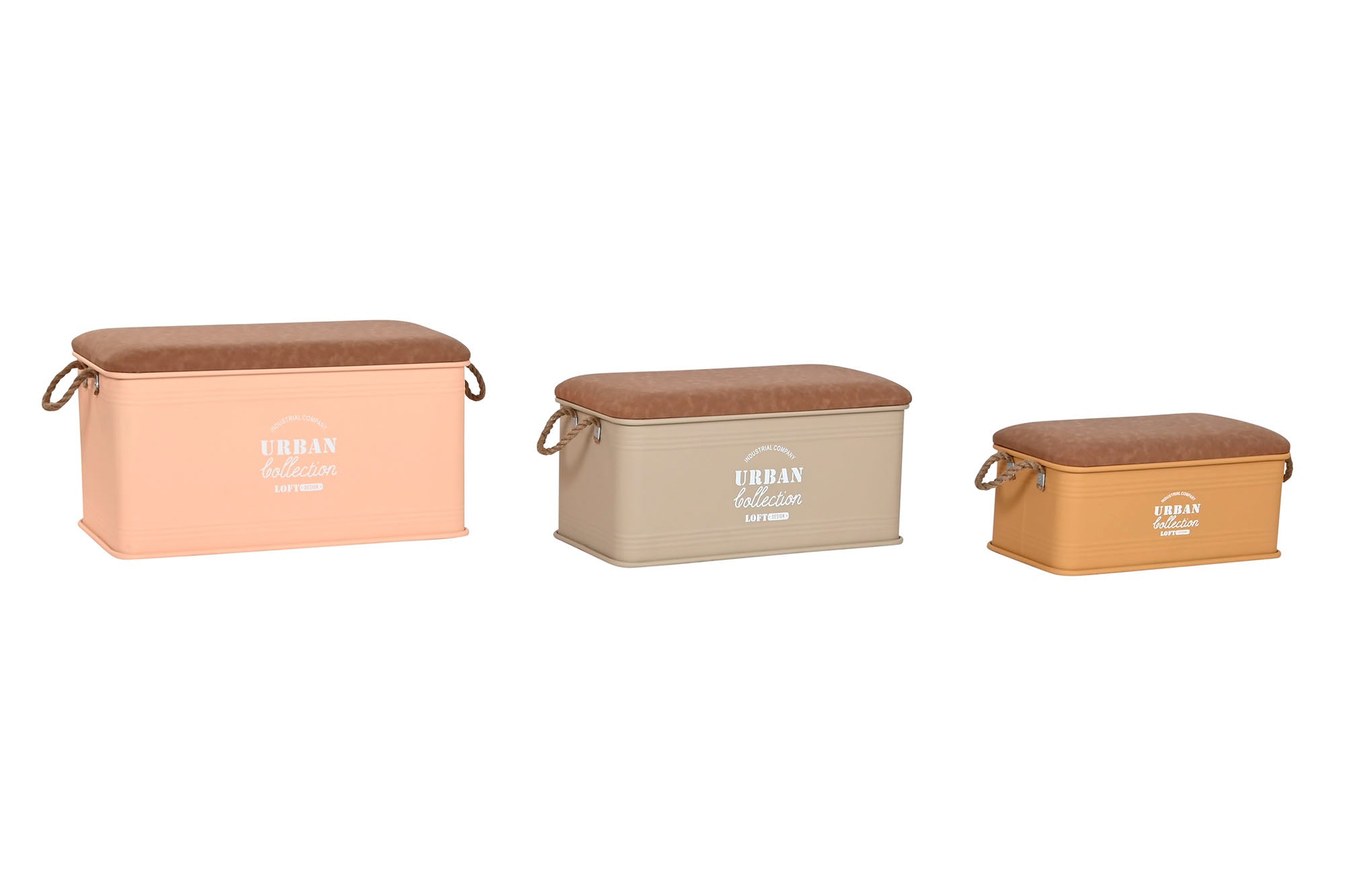 BAUL SET 3 METAL PU 69,5X36,5X38,5 FACTORY - Imagen 4