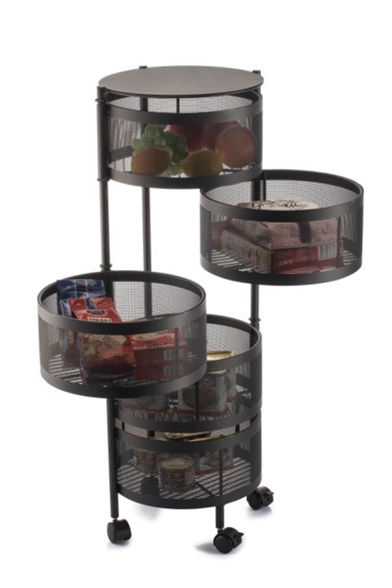 CAMARERA METAL 33,5X33,5X90 5 CESTAS NEGRO - Imagen 1