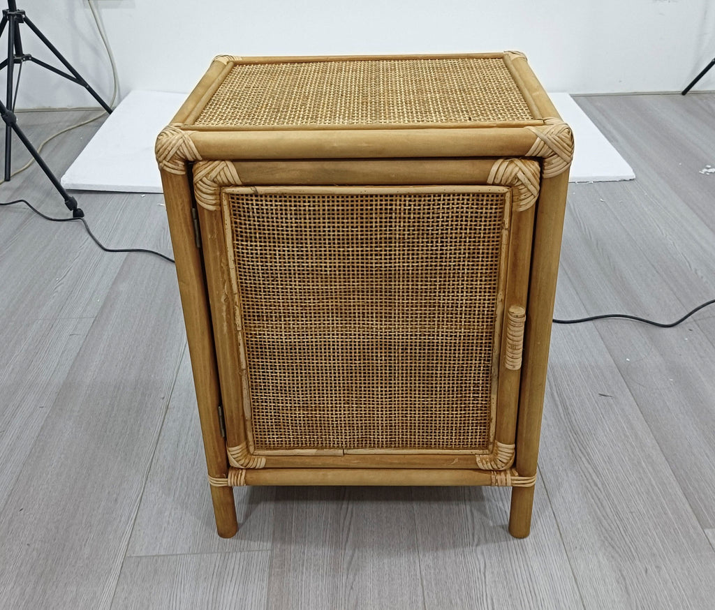 MESITA AUXILIAR ABETO RATAN 46X35X60 1 PUERTA - Imagen 3