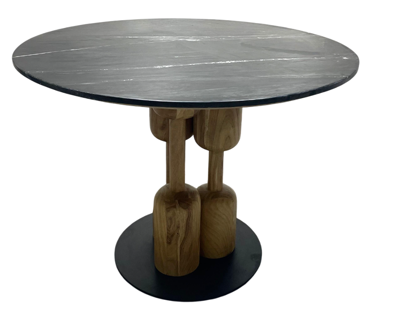 MESA REDONDA COMEDOR ACACIA MARMOL 106X106X76 - Imagen 4