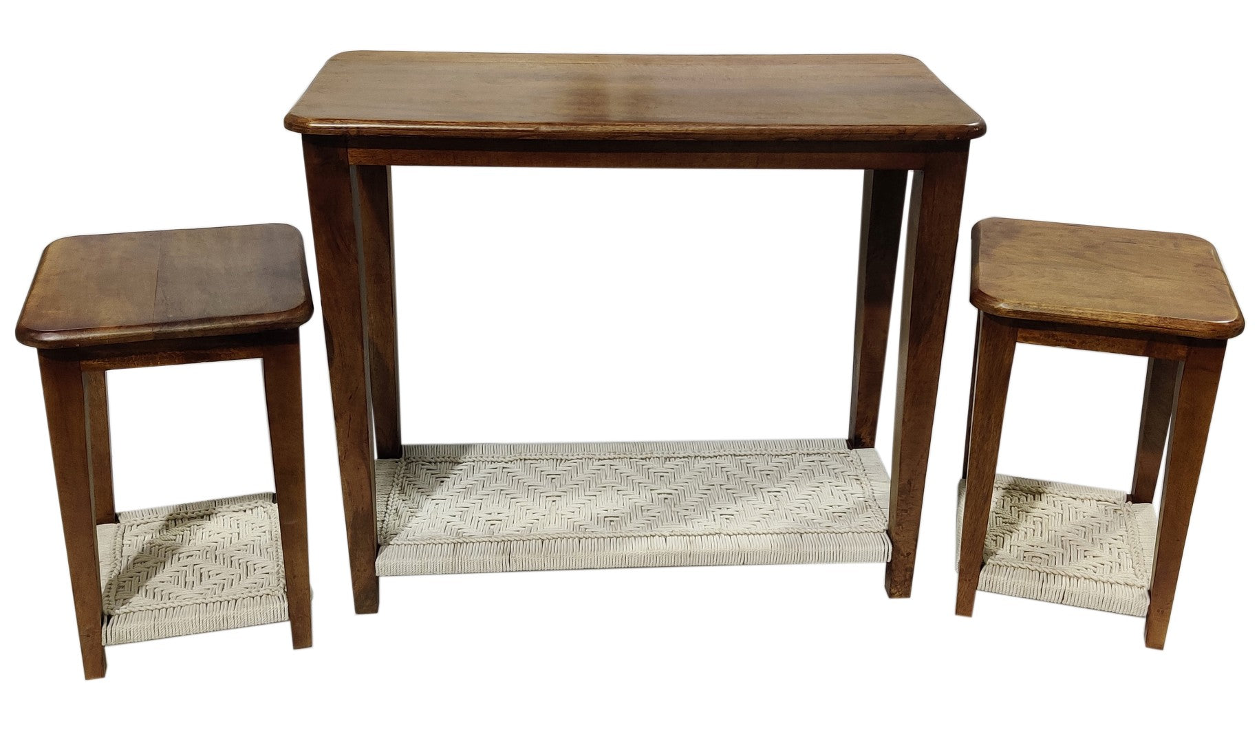 CONSOLA SET 3 MANGO ALGODON 95X40X81 2 MESITAS - Imagen 4