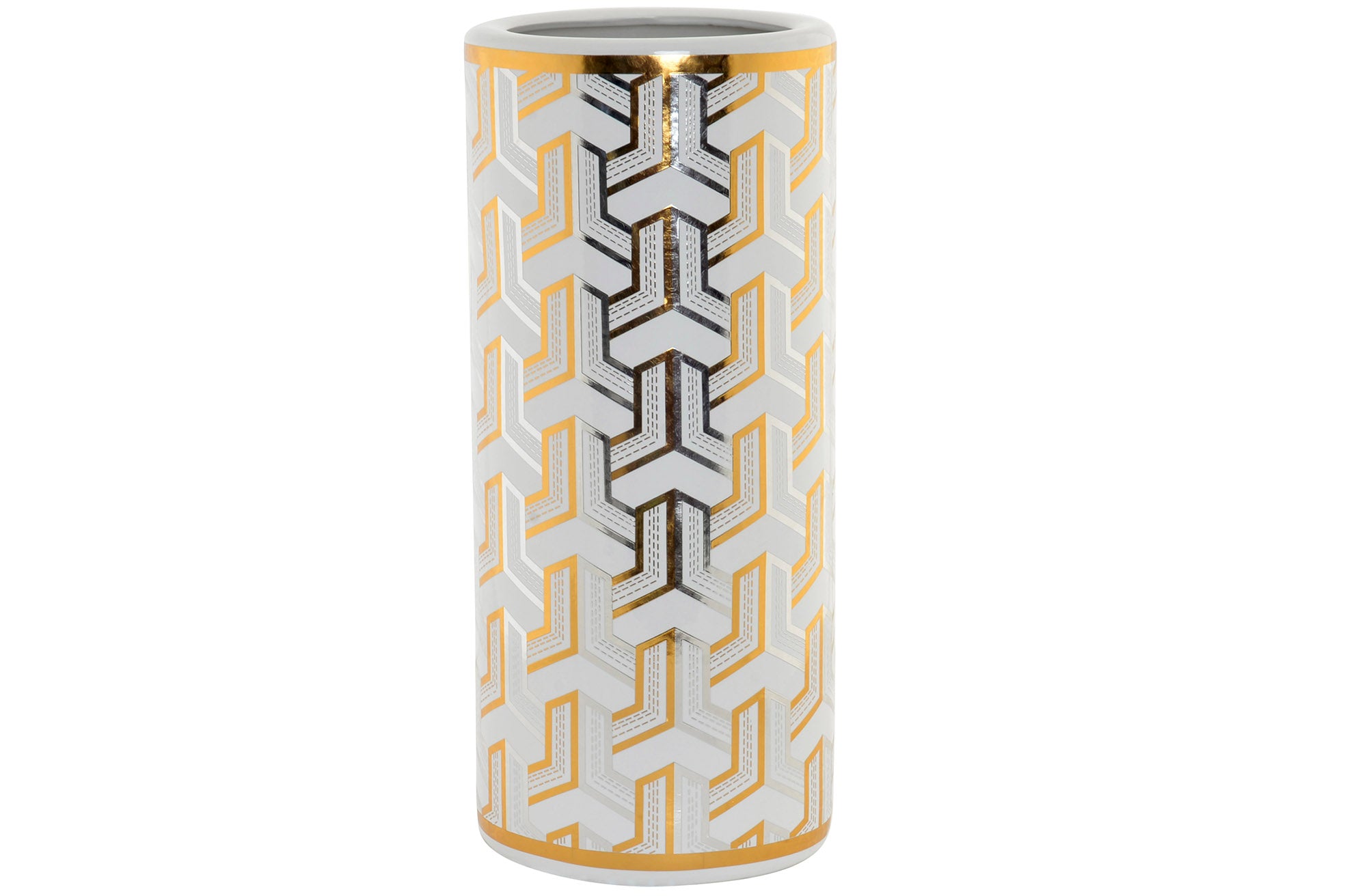 PARAGUERO PORCELANA 22X22X46 GEOMETRICO BLANCO - Imagen 3