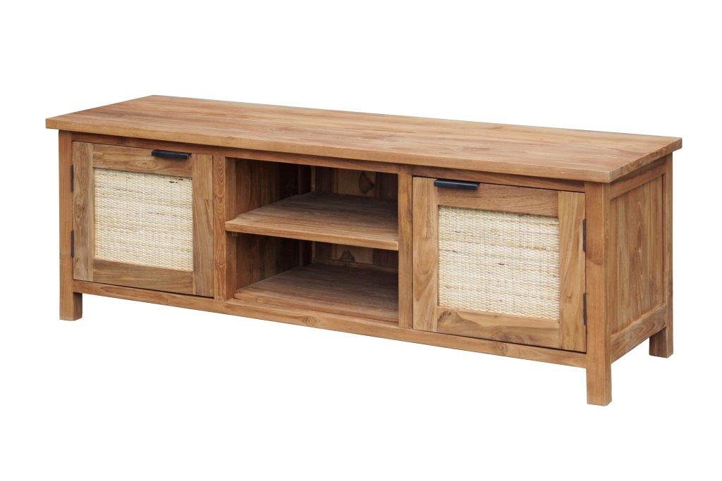 MUEBLE TV TECA RECICLADA RATAN 140X45X50 - Imagen 1