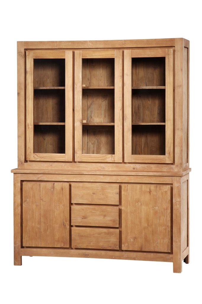 VITRINA TECA RECICLADA CRISTAL 160X45X210 - Imagen 1