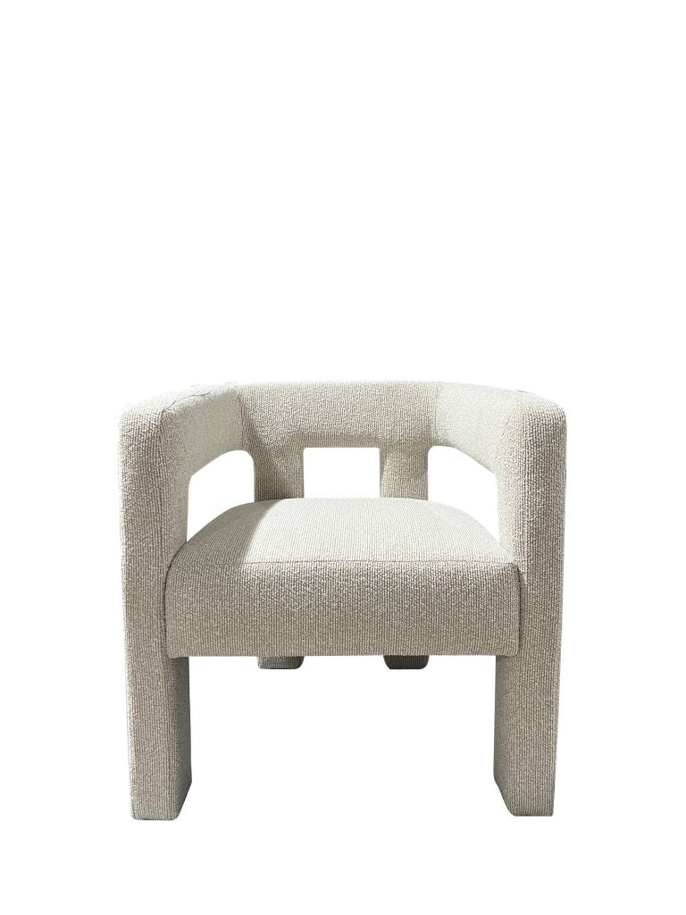 BUTACA MADERA POLIESTER 67X61,5X67,5 BUCLE BLANCO - Imagen 1