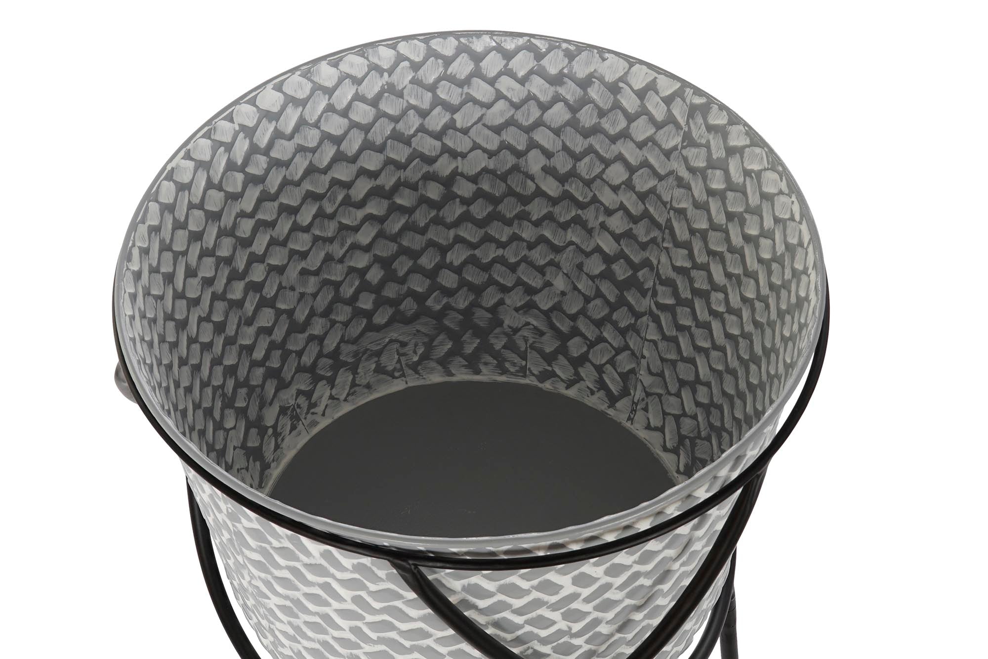 MACETERO SET 2 METAL HIERRO 37X37X82 GRIS - Imagen 1