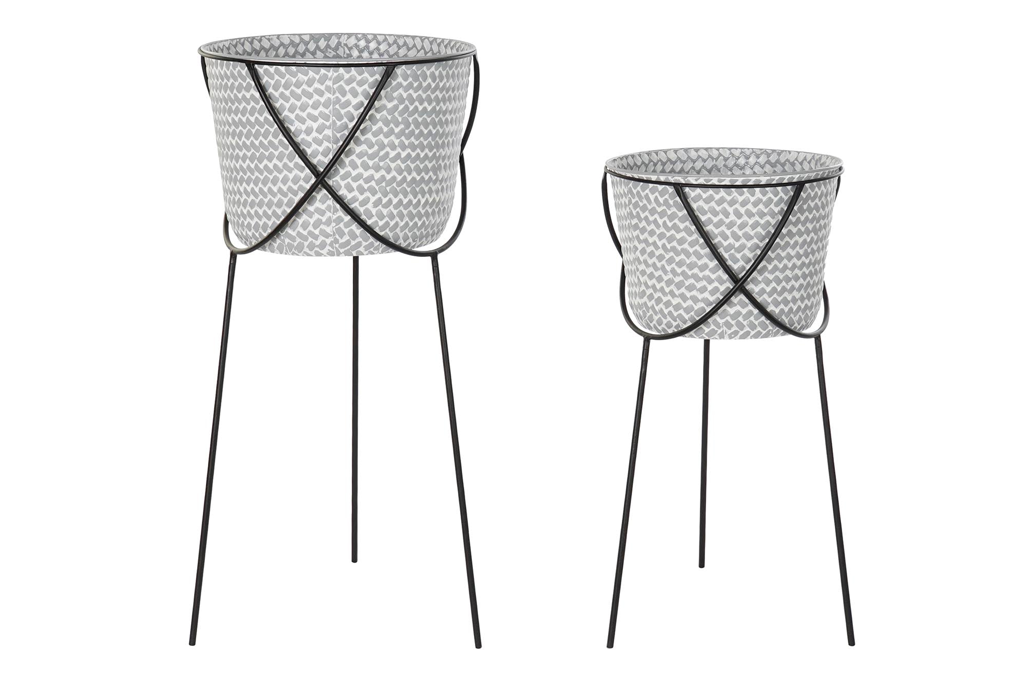 MACETERO SET 2 METAL HIERRO 37X37X82 GRIS - Imagen 2