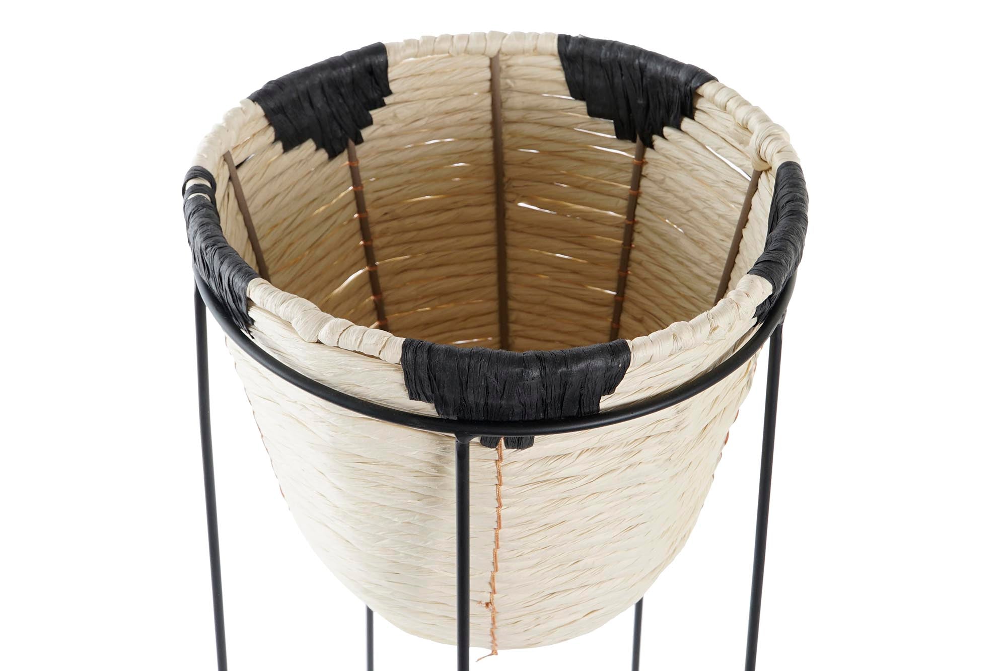 MACETERO FIBRA METAL 30X30X62 NATURAL - Imagen 1