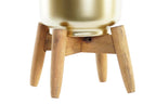 MACETERO METAL MADERA 18,5X18,5X22 DORADO - Imagen 2