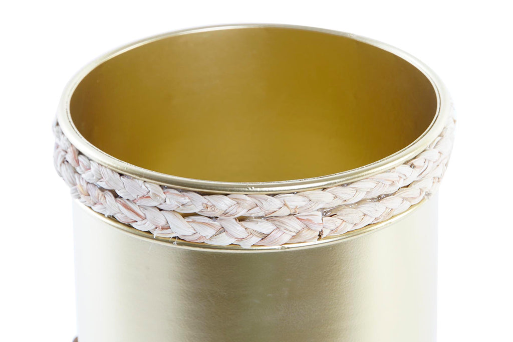 MACETERO METAL MADERA 18,5X18,5X22 DORADO - Imagen 3