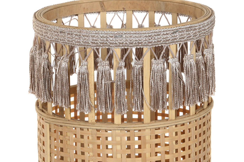 MACETERO SET 2 BAMBU METAL 32X32X68 NATURAL MARRON - Imagen 2