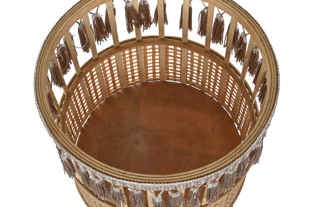 MACETERO SET 2 BAMBU METAL 32X32X68 NATURAL MARRON - Imagen 3