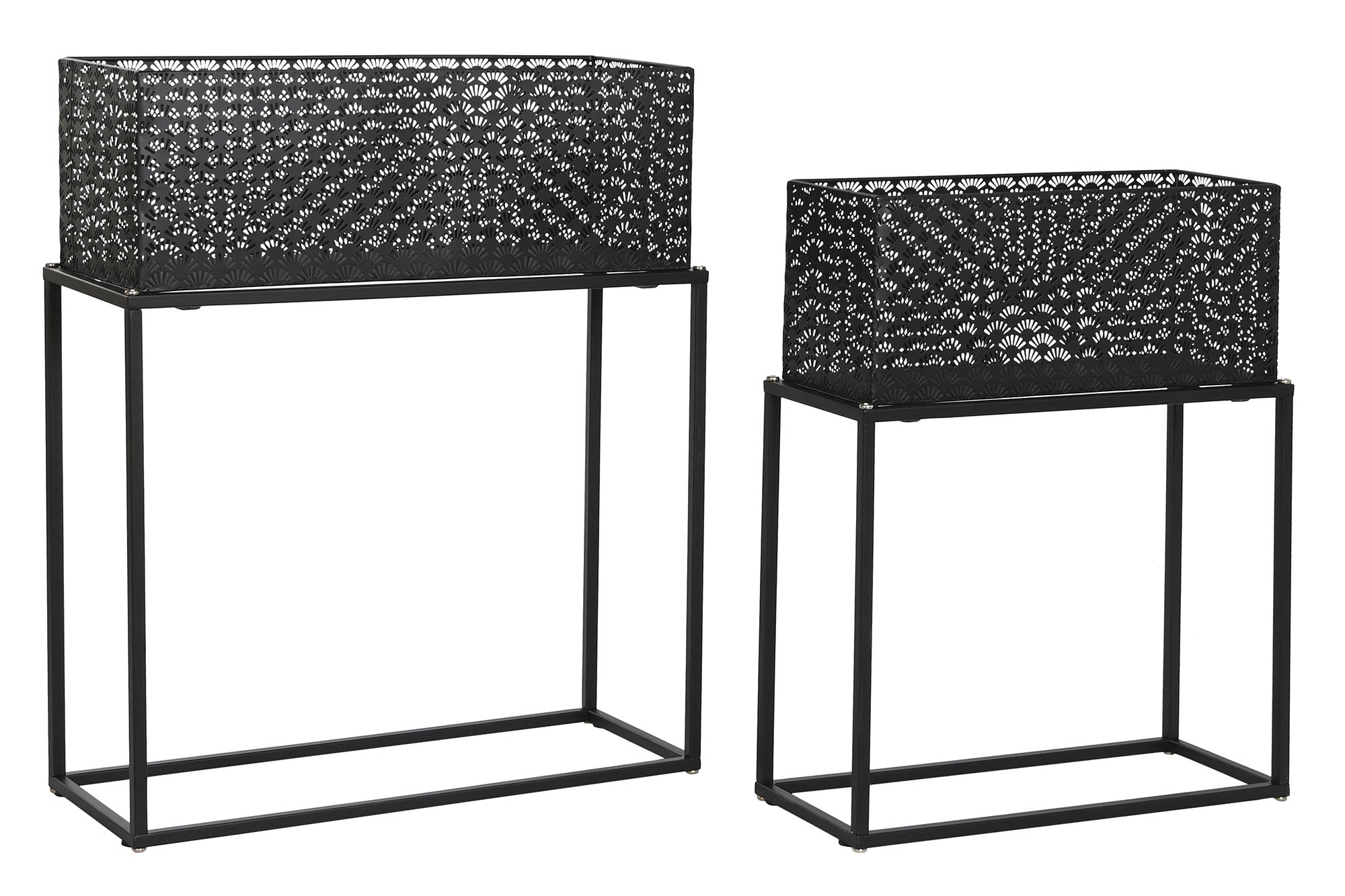 MACETERO SET 2 METAL 60X22X70 NEGRO - Imagen 3