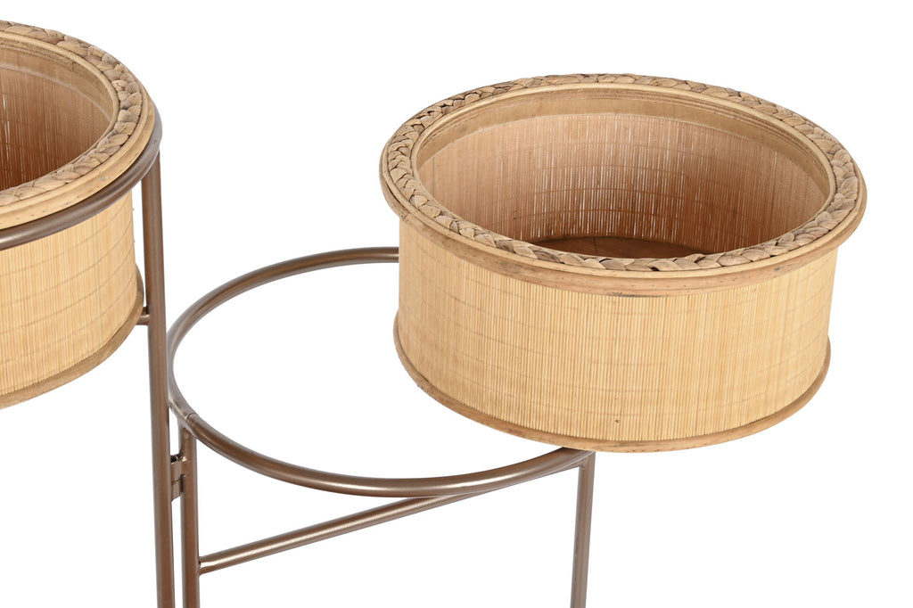 MACETERO BAMBU HIERRO 55X42X79 DESPLEGABLE MARRON - Imagen 4