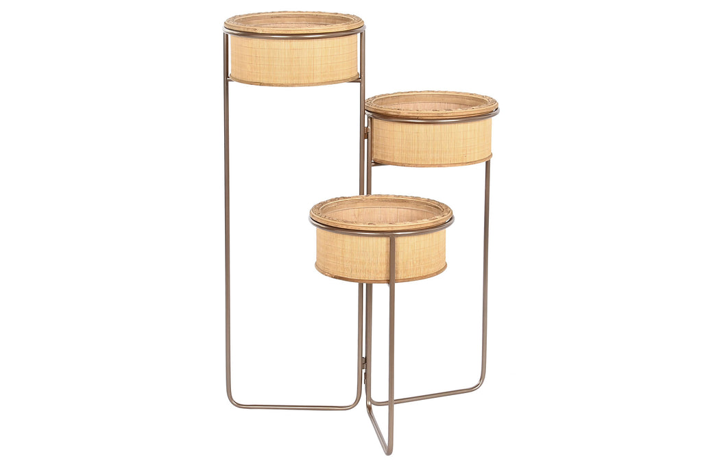 MACETERO BAMBU HIERRO 55X42X79 DESPLEGABLE MARRON - Imagen 1