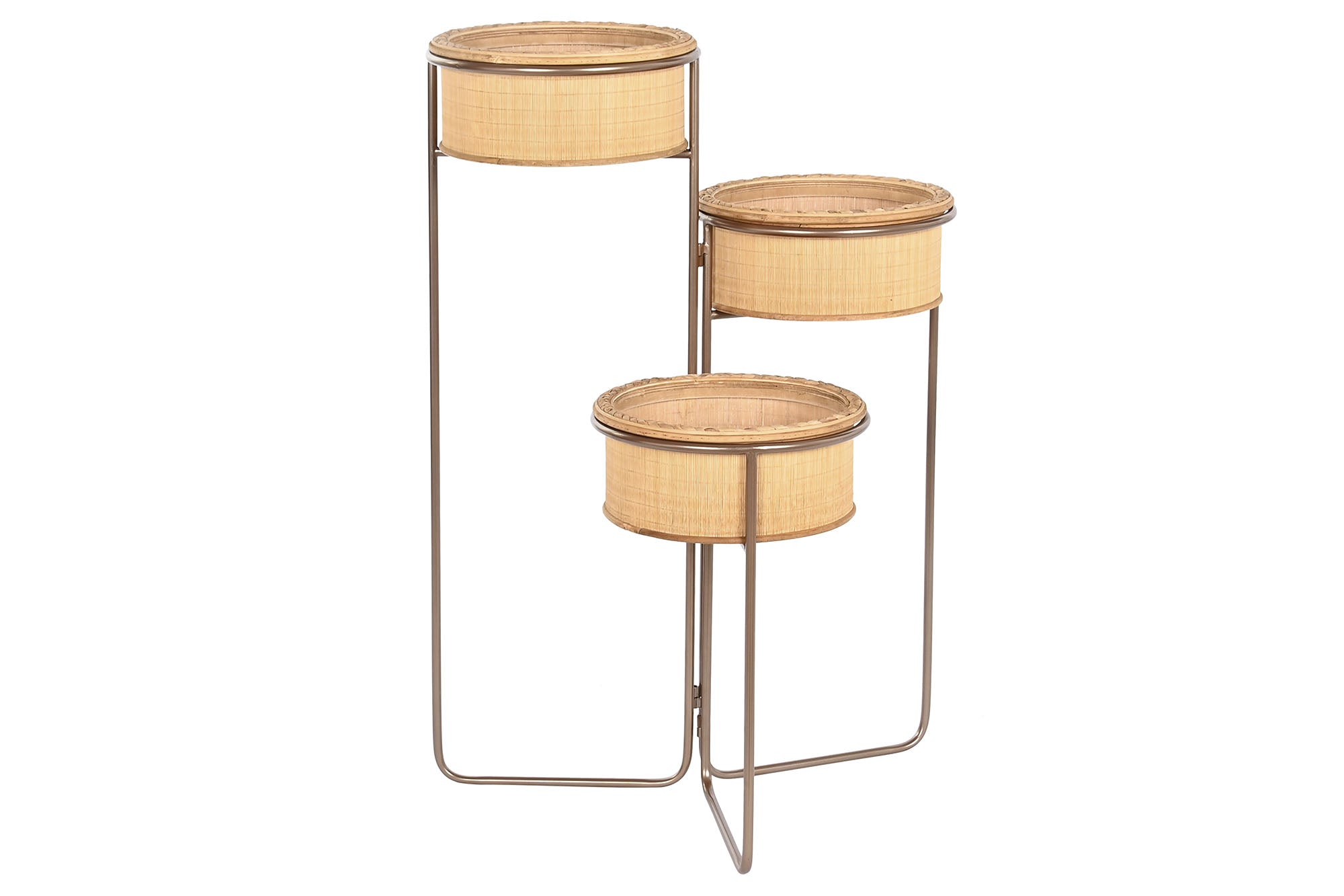 MACETERO BAMBU HIERRO 55X42X79 DESPLEGABLE MARRON - Imagen 1