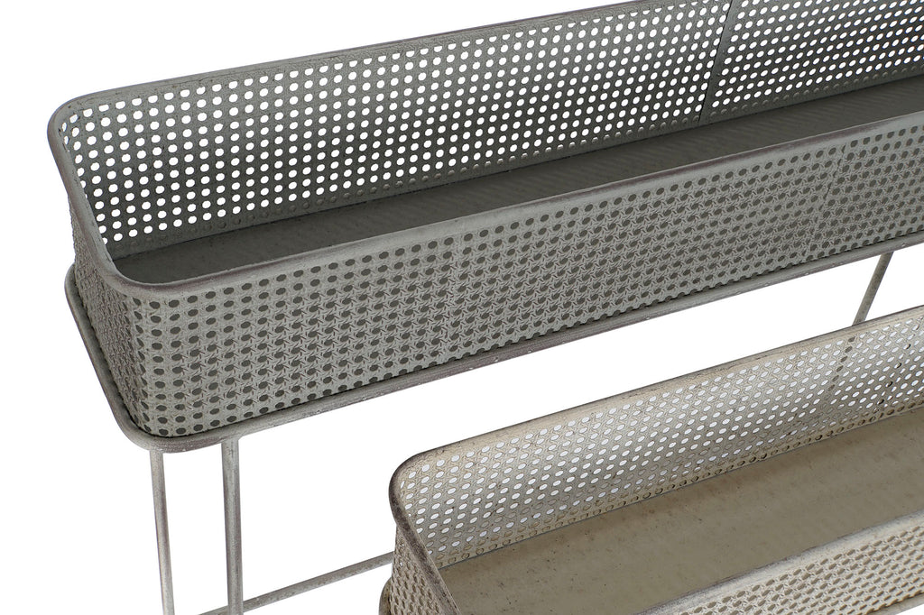 MACETERO SET 2 METAL 100X22X70 ENVEJECIDO GRIS - Imagen 1