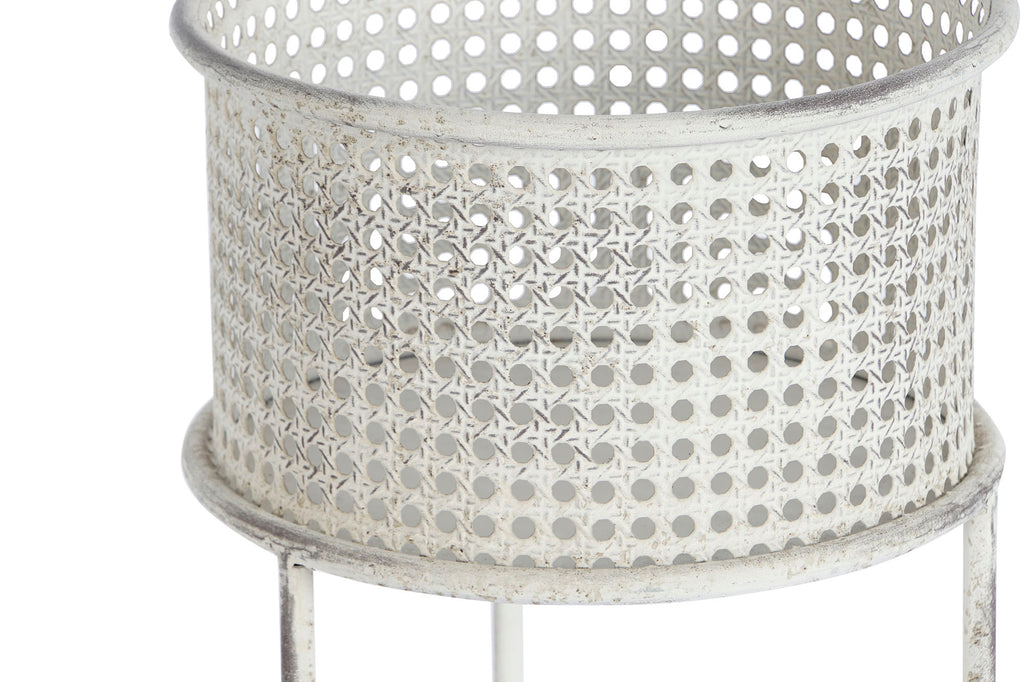 MACETERO SET 2 METAL 33X33X70 ENVEJECIDO BLANCO - Imagen 3
