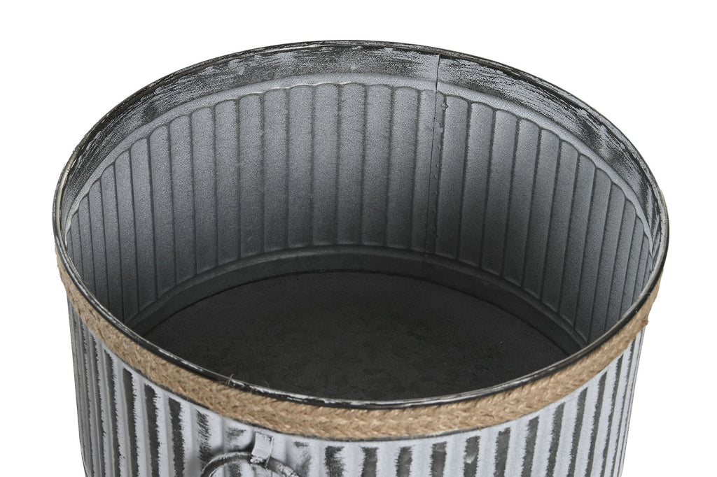 MACETERO SET 3 METAL CUERDA 38X38X21 DESGASTADO - Imagen 3