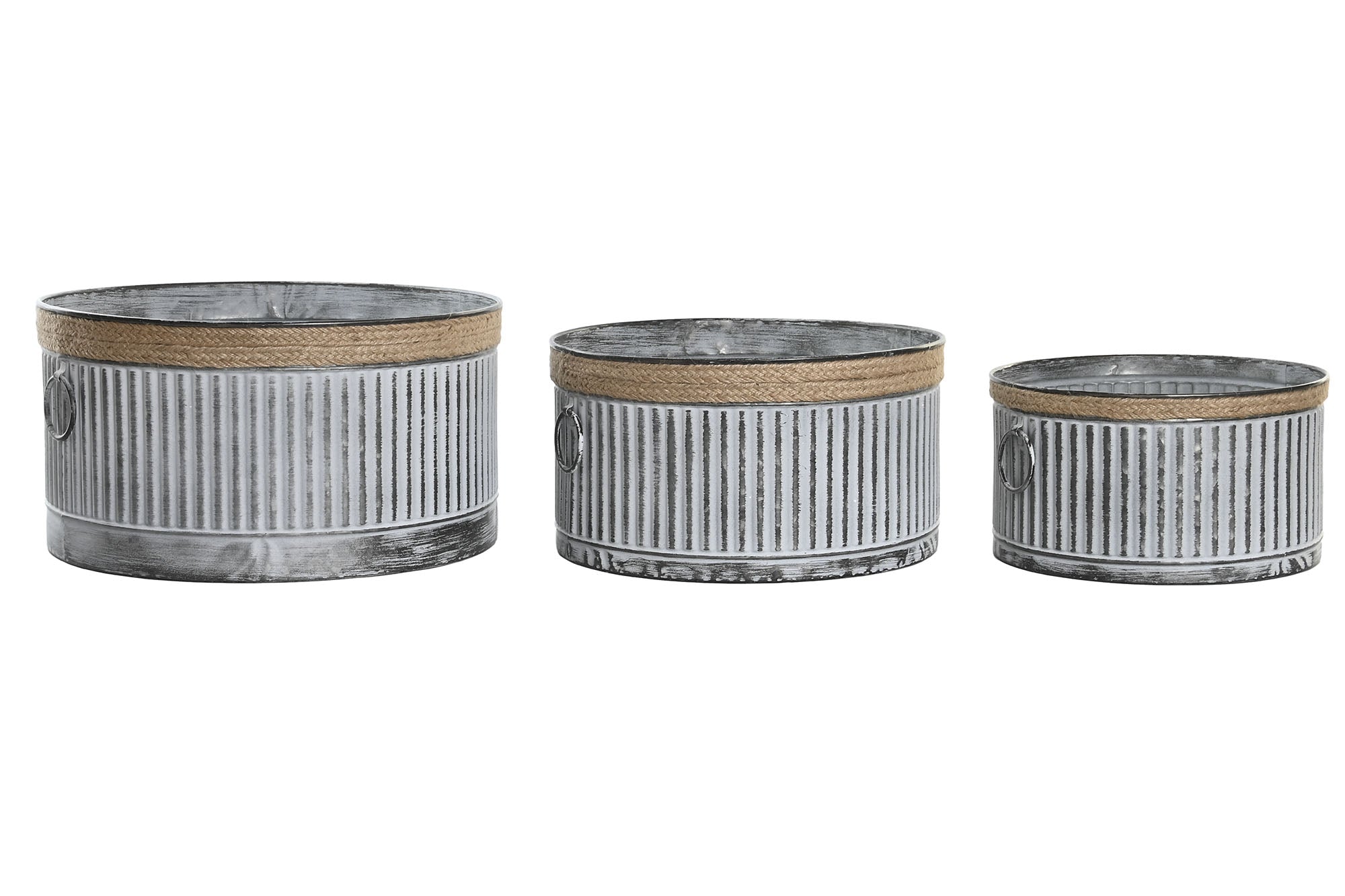 MACETERO SET 3 METAL CUERDA 38X38X21 DESGASTADO - Imagen 4