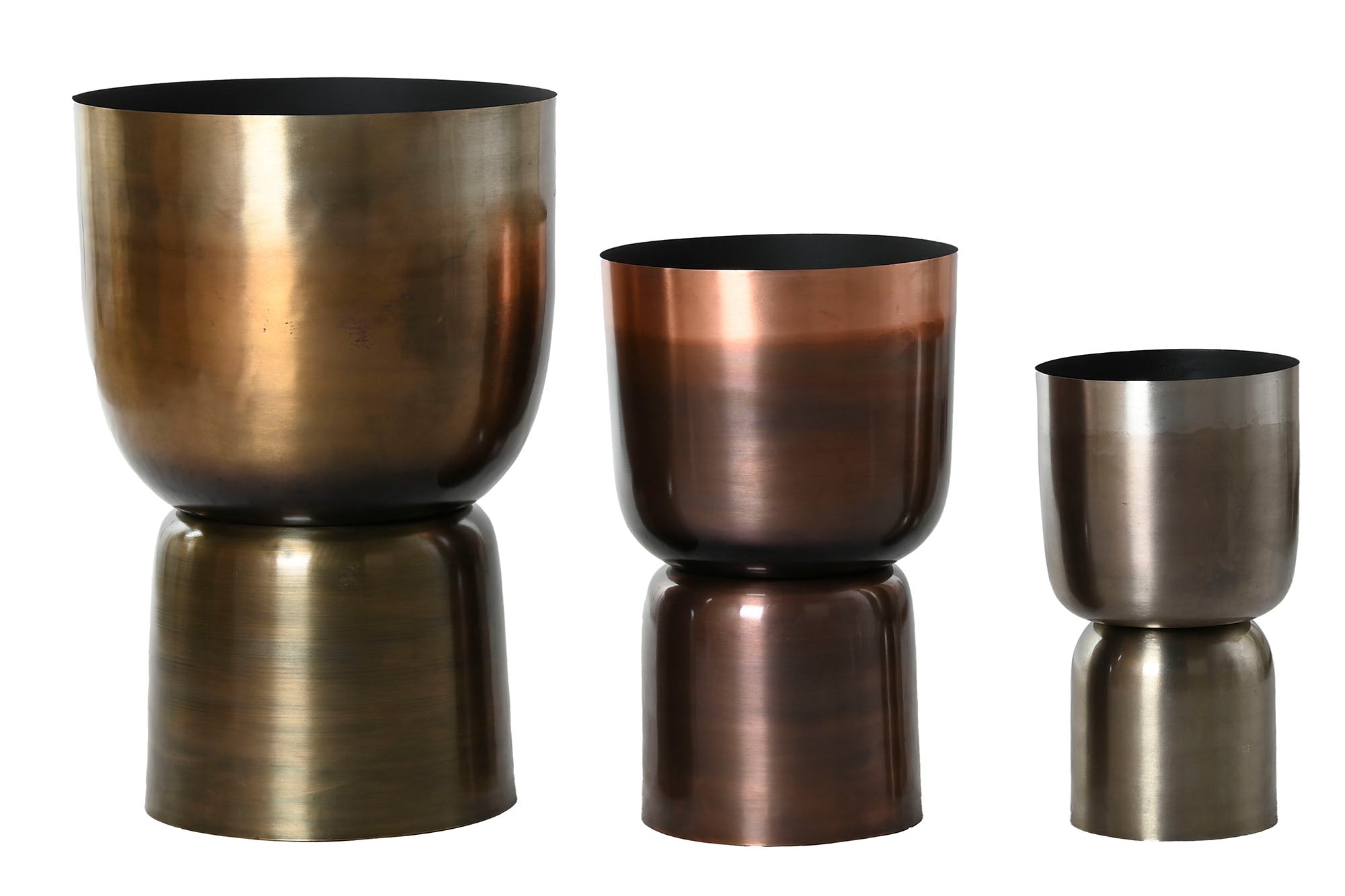 MACETERO SET 3 METAL 40X40X62 PATINADO DORADO - Imagen 1