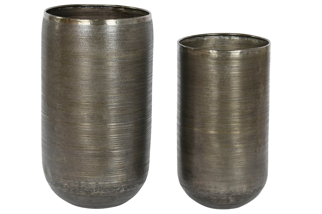 MACETERO SET 2 ALUMINIO 35X35X64 ENVEJECIDO - Imagen 1